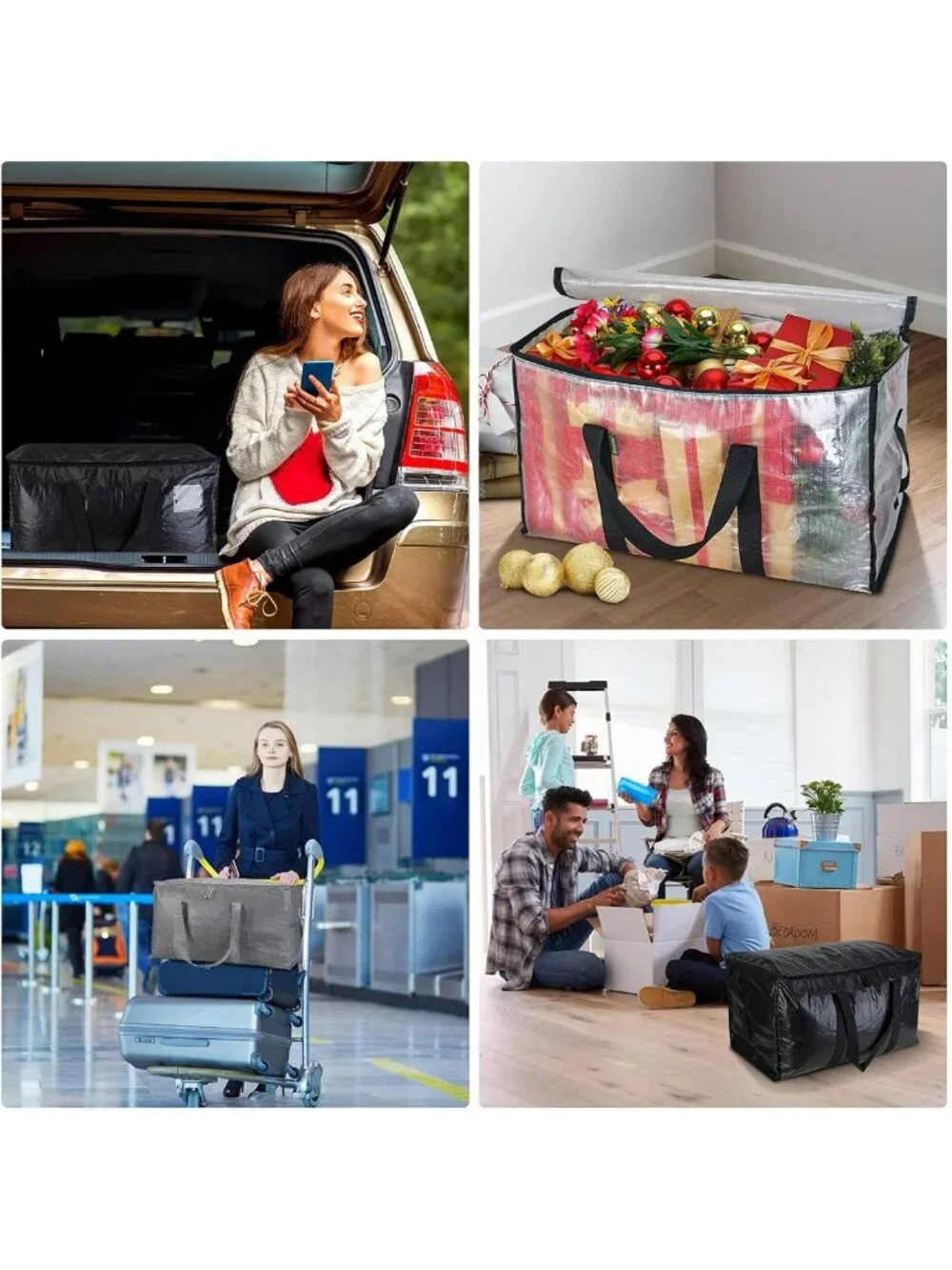 Oversized Heavy-Duty Moving Bags - 8-Pack Storage Totes with Reinforced Handles